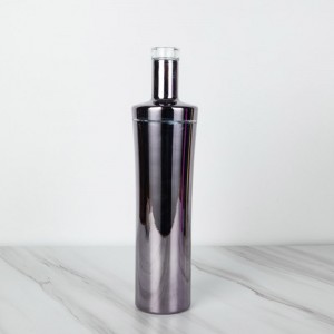700ml Electroplate Silver Tall Glass Liquor bottle
